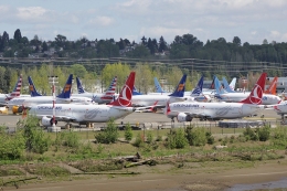 Boeing 737MAX yg dikandangkan. Sumber: Sounder Bruce/ wikimedia