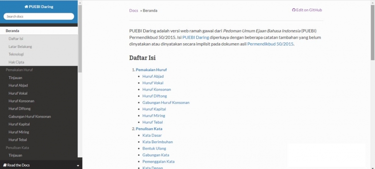tangkapan layar situs PUEBI Daring