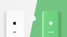 ilustrasi Apple (iOS) vs Android (Sumber gambar: prototypr.io)