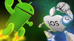 Ilustrasi Android VS iOS (Sumber: detik.com)
