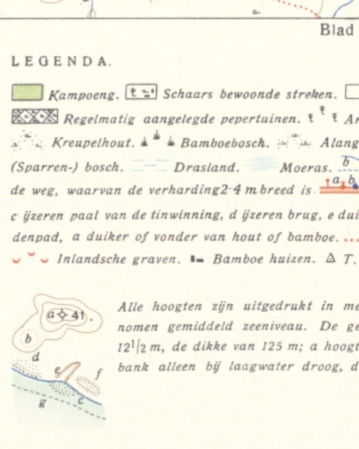 Penjelasan dalam peta Bangka tahun 1933/koleksi pribadi