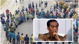 Ilustrasi gambar kolase foto Presiden Jokowi dan Aksi Demonstrasi Mahasiswa | Dokumen Tribunnews.com