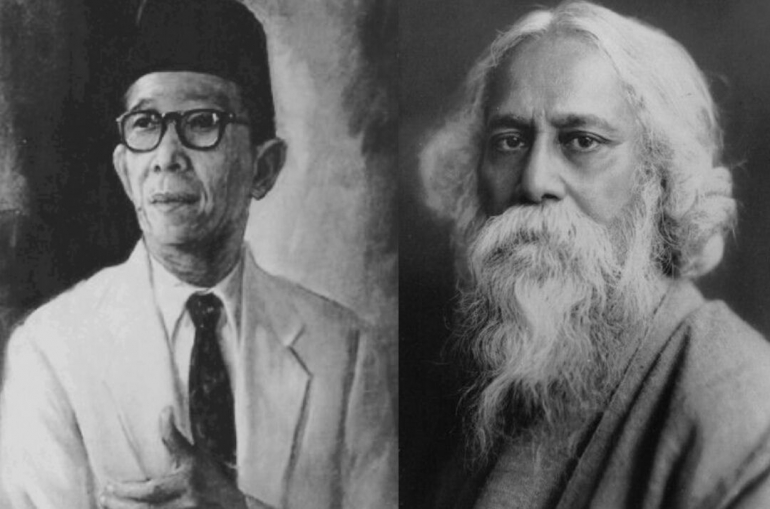 Ki Hajar Dewantara dan Rabindranath Tagore | hasil olah pribadi
