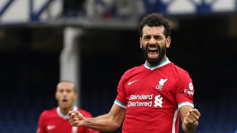 Salah cetak gol ke-100 untuk Liverpool. Keren! Gambar: Pool via Reuters