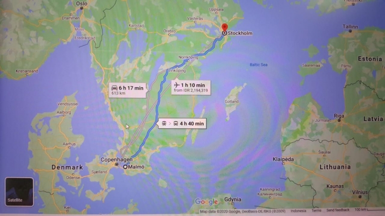 Jarak tempuh Malmo - STockholm (dokpri dari Google Map - NDP)