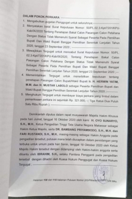 Putusan Majelis Hakim PT TUN Makassar. Doc Rusmin Hamzah