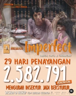 Tembus 2 juta penonton film Imperfect. Sumber : Instagram Imperfect