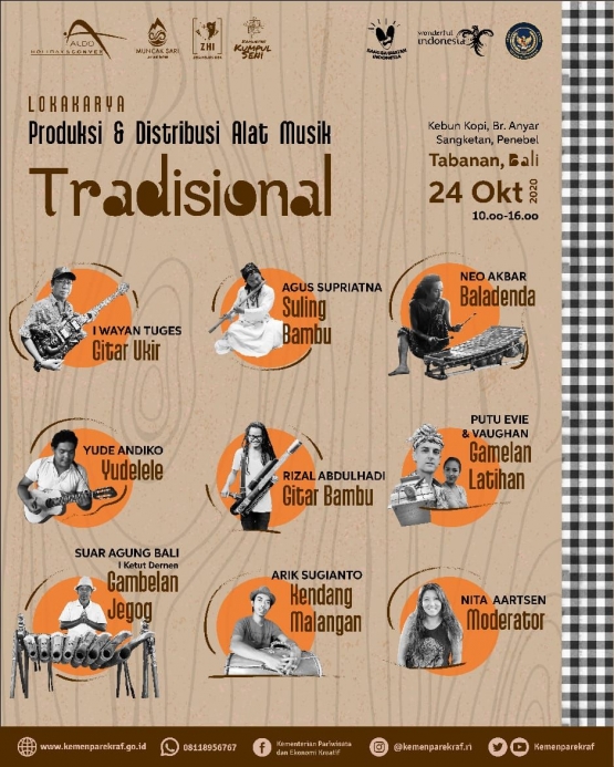 Poster Lokakarya  Produksi & Distribusi Alat Musik Tradisional, 24 Oktober 2020 pukul 10.00 WITA/terakota.id