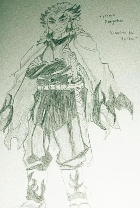 dokumentasi pribadi | Hasil gambar saya dari salah satu karakter anime Demon Slayer yang bernama Rengoku Kyojiro