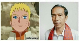 Ilustrasi gambar | Tokoh fiksi Anime Uzumaki Naruto dan Presiden Jokowi | Dokumen diedit/Download dari Allofamine.id