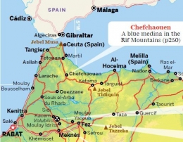 Peta lokasi Chefchaouen. Sumber: Lonely Planet via planetjanettravels.com