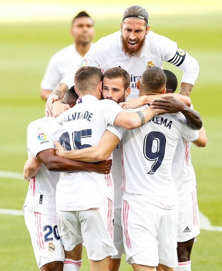Pemain Real Madrid merayakan gol Fede Valverde ke gawang Barcelona di Camp Nou | Instagram Real Madrid
