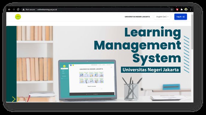 Gambar bagian depan dari Learning Management System Universitas Negeri Jakarta – Source onlinelearning.unj.ac.id