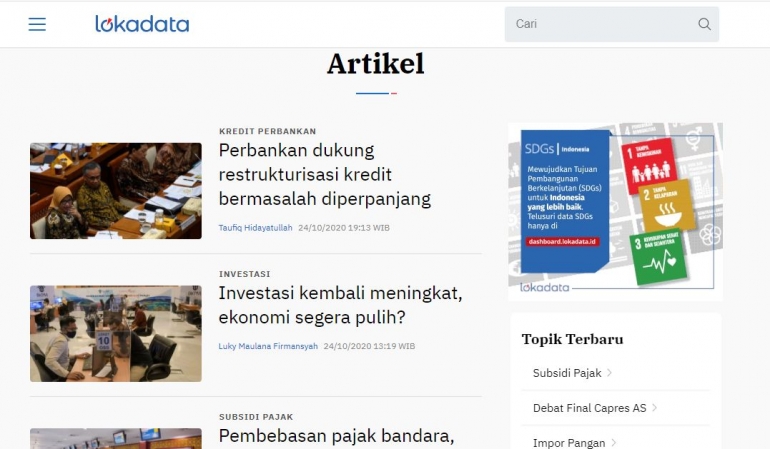 tampilan rekomendasi artikel/ Foto: lokadata.id