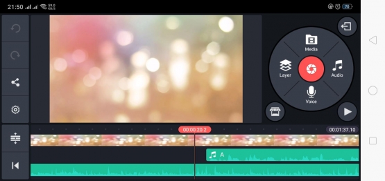 Proses penggabungan rekaman suara dengan musik karaoke menggunakan aplikasi Kinemaster - dokpri