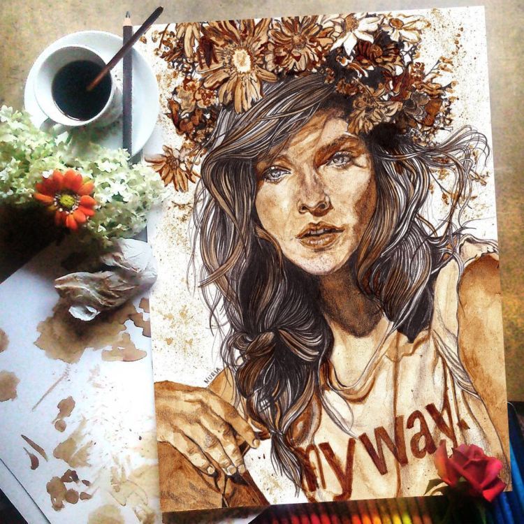 ilustrasi gambar: lukisan kopi karya Nuria Salcedo/ hipwee.com