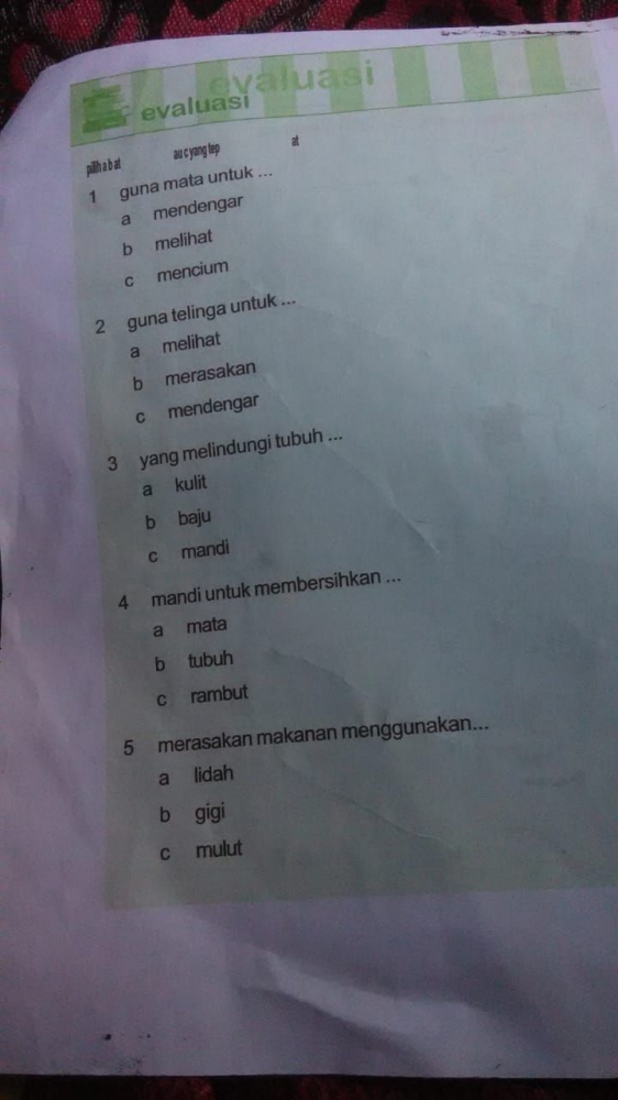 contoh soal untuk kelas 1. Dokumentasi pribadi.