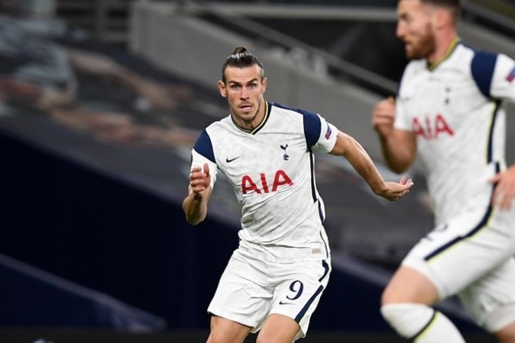 Gareth Bale dalam laga Tottenham vs LASK, Jumat (23/10/2020) dini hari WIB.(AFP/DANIEL LEAL-OLIVAS via KOMPAS.com)