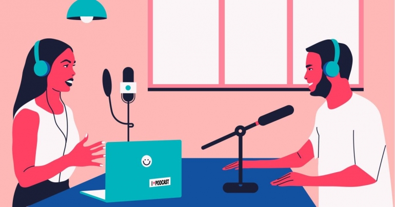 Ilustrasi proses pengambilan suara podcast | metro.co.uk