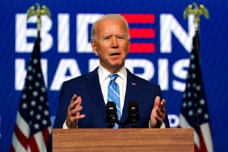 Calon Presiden Partai Demokrat Joe Biden yang di ambang kemenangan Pilpres 2020 berbicara dari kota kediamannya, Wilmington, Delaware, Rabu (04/11/2020) (Foto: Associated Press via kompas.com) 