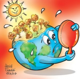 Potret karikatur pemanasan suhu bumi yang dibuat oleh Heidi Gadis https://www.deviantart.com