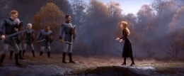 Gambar 4 : Anna meminta prajurit Arandelle yang lama untuk membantu dirinya menyelamatkan Kerajaan Arandelle. (sumber: screenshot layar YouTube)