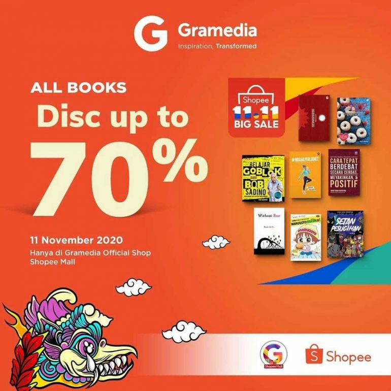 Promosi 11.11 buku oleh penerbit dengan e-commerce. | Gambar: Gramedia via katalogpromosi.com