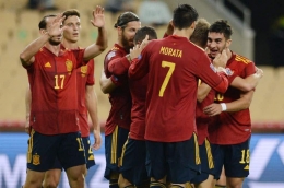 Selebrasi skuad Spanyol (Foto Onefootball.com) 