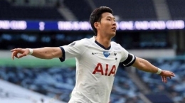 Son Heung-Min, bomber Tottenham Hotspur melakukan selebrasi(banjarmasin.tribunnews.com)