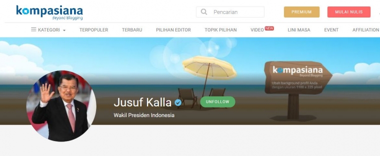Laman akun JK (kompasiana.com).