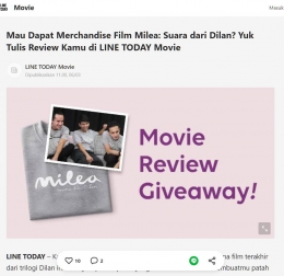 Giveaway yang dilakukan dalam rangka mempromosikan film Milea: Suara dari Dilan (Sumber: line today)