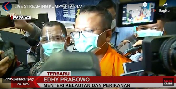 Edhy Prabowo, tersangka kasus perizinan eskpor benih lobster | tangkapan layar KOMPAS TV