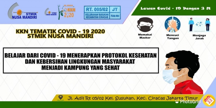Spanduk Kegiatan KKN mahasiswa STMIK Nusa Mandiri ( Sumber Gambar : Rengga Dwi )