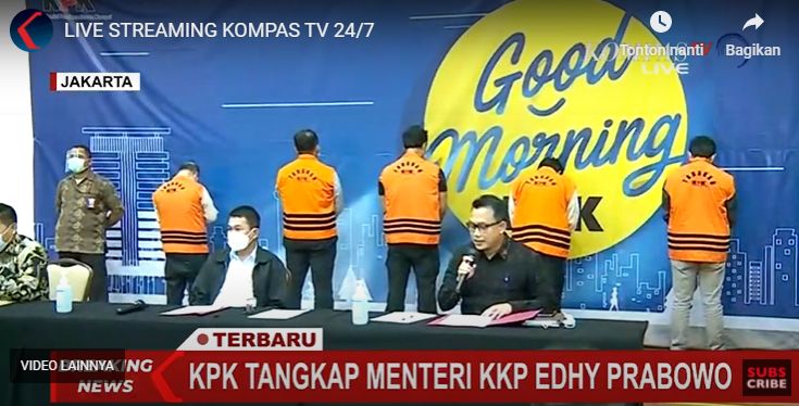 KPK tetapkan 7 tersangka terkait kasus izin ekspor benih lobster | tangkapan layar KOMPAS TV