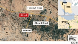 Lokasi pembunuhan di dekat Taheran. Sumber: BBC