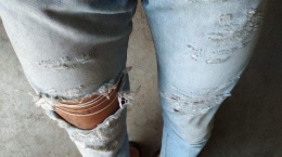 Celana jeans bekas hasil improvisasi. | Dokpri