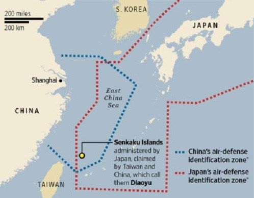 Zona identifikasi pertahanan udara milik China memasukkan Kepulauan Senkaku ke wilayahnya, bertabrakan dengan zona identifikasi milik Jepang (opindia.com)