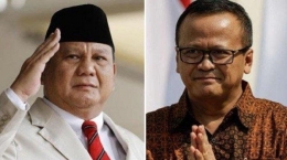 Prabowo Subianto (AP/Vincent Thian) dan Edhy Prabowo (KOMPAS.COM/KRISTIANTO PURNOMO).