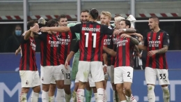 Zlatan Ibrahimpvic dan para pemain AC Milan saat merayakan kemenangan atas Inter Milan./Sumber : Liputan6