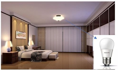 aplikasi pencahayaan general lighting pada kamar tidur menggunakan lampu philps tipe warm white Sumber: ndikhome