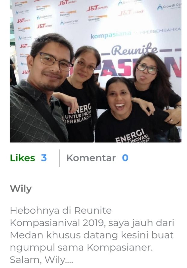 Ini isi stand virtual Nostalgia. Ada foto Willy,mba Windhu, mba Sukma dan Kers of The Year 2017 (sumber: tangkapan layar Kompasianival)