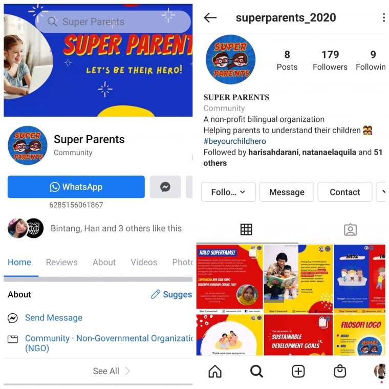 Facebook dan Instagram Super Parents (koleksi pribadi)