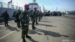 Apel siaga Pasukan Pemukul Reaksi Cepat (PPRC) di pelabuhan JICT II Jakarta, 04/12/2020 (detik.com).