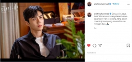Sumber: https://www.instagram.com/ariefmuhammad/ | Influencer Arief Muhammad mendukung Han Ji-Pyeong di akun Instagram pribadinya.