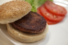 Burger pertama berbahan daging buatan yang dikembangkan di laboratorium. Photo: newatlas.com