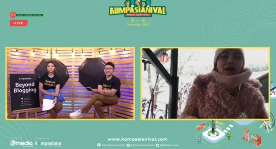 Host dan Bu Gana. Gambar: Youtube/Kompasiana