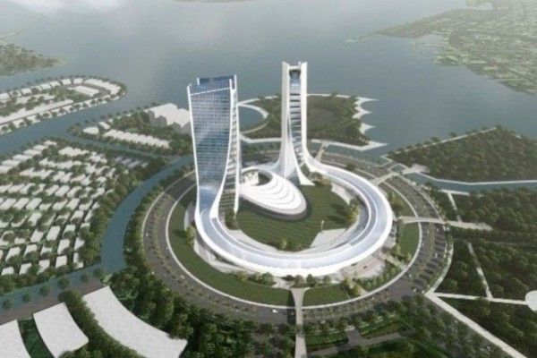 Disain Twin Tower milik Pemprov Sulsel yang bakal hadir 18 bulan kemudian di Kawasan CPI kota Makassar/Ft:Mahaji Noesa