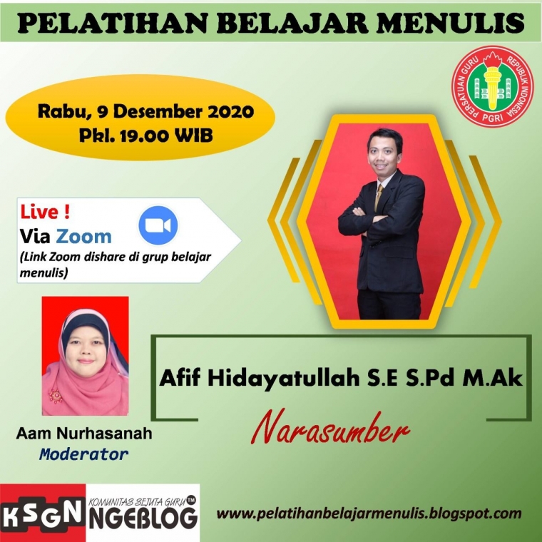 Poster kegiatan belajar menulis PGRI