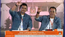 Bobby Nasution-Aulia Rachman di debat Pilkada Medan (Foto: dok. Facebook KPU Medan) 