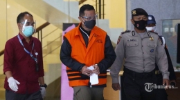 Mensos Juliari Batubara ditahan KPK (tribunnews.com/ Irwan Rismawan).